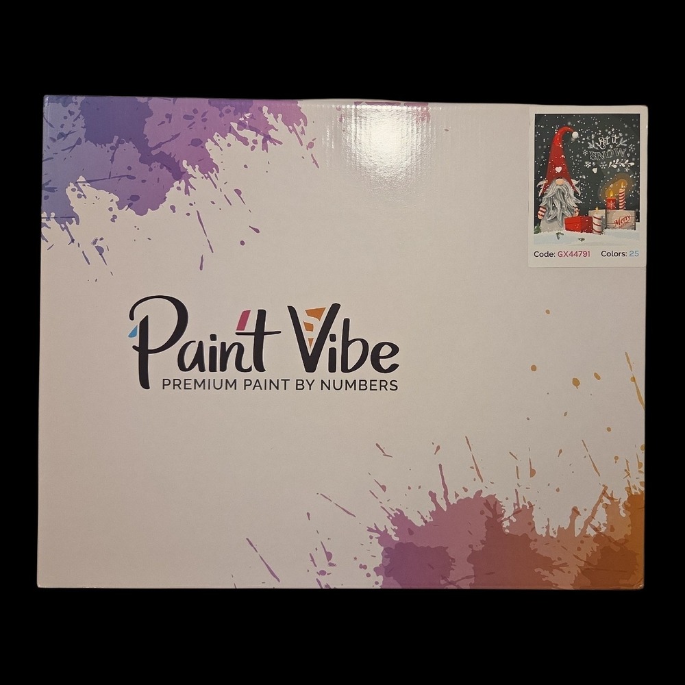 Paint Vibe Premium Paint by Numbers Kit Christmas Gnome Let It Snow 25 Colors
